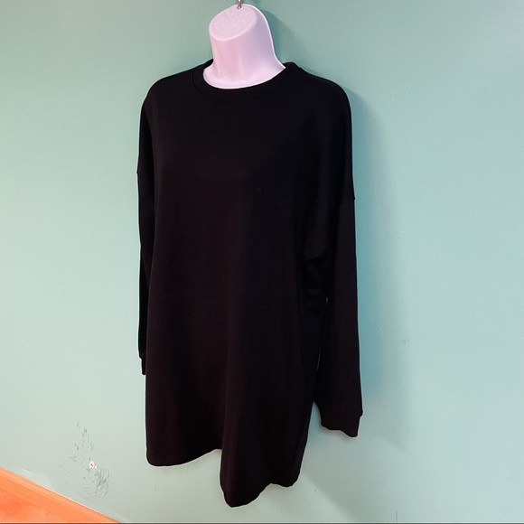 Missguided Black Ribbed Crewneck Sweatshirt Dress Womens Size 6 - Picture 6 of 9